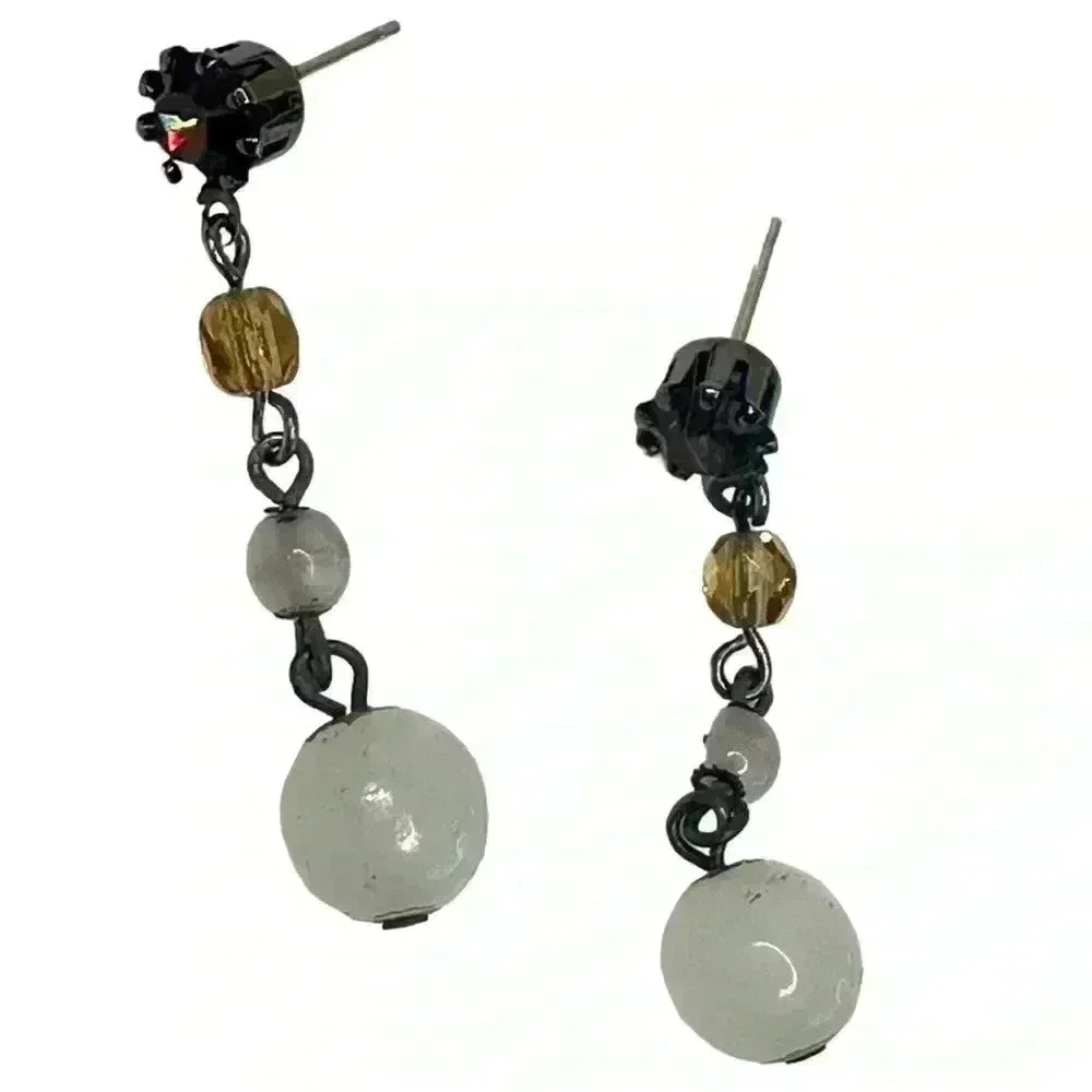 Beaded dangle earrings with topaz studs women’s jewelry